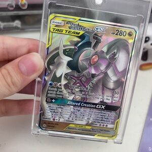 Pokemon Trading Card - Arceus & Dialga & Palkia GX - Yellow and Silver